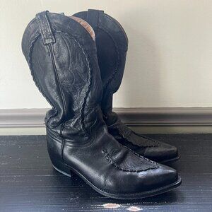 DAN POST Boots Men 9 Black Leather Bucklace Cowboy Western DP26660 Western